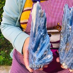 2 pieces 3.6LB Rare Natural Beautiful Blue With Crystal Quartz Specimen 1901