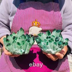 2 pieces 3.78LB Rare Twinkling Green Phantom Quartz Crystal Cluster Healing 706
