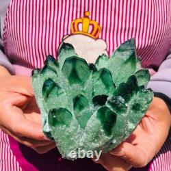 2 pieces 3.78LB Rare Twinkling Green Phantom Quartz Crystal Cluster Healing 706