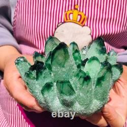 2 pieces 3.78LB Rare Twinkling Green Phantom Quartz Crystal Cluster Healing 706