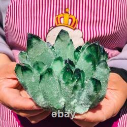2 pieces 3.78LB Rare Twinkling Green Phantom Quartz Crystal Cluster Healing 706