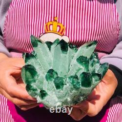 2 pieces 3.78LB Rare Twinkling Green Phantom Quartz Crystal Cluster Healing 706