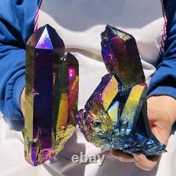 2 pieces 4.18LB Color Electroplate Quartz Crystal Specimen Healing point 2846