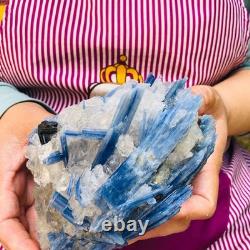 2 pieces 4.2LB Rare Natural Beautiful Blue With Crystal Quartz Specimen 1897