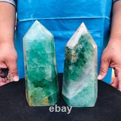 2 pieces 4.31LB Natural fluorite obelisk quartz crystal reiki healing 2722