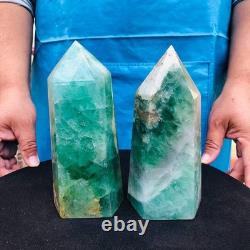2 pieces 4.31LB Natural fluorite obelisk quartz crystal reiki healing 2722