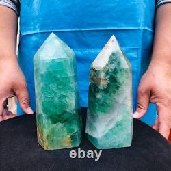 2 pieces 4.31LB Natural fluorite obelisk quartz crystal reiki healing 2722
