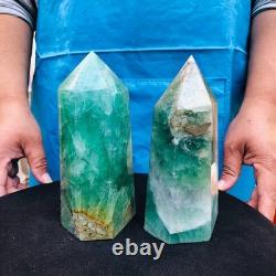 2 pieces 4.31LB Natural fluorite obelisk quartz crystal reiki healing 2722