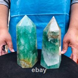 2 pieces 4.31LB Natural fluorite obelisk quartz crystal reiki healing 2722