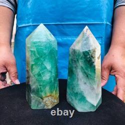 2 pieces 4.31LB Natural fluorite obelisk quartz crystal reiki healing 2722