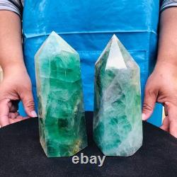 2 pieces 4.31LB Natural fluorite obelisk quartz crystal reiki healing 2722