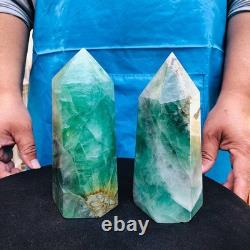 2 pieces 4.31LB Natural fluorite obelisk quartz crystal reiki healing 2722