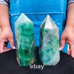 2 pieces 4.31LB Natural fluorite obelisk quartz crystal reiki healing 2722