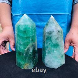 2 pieces 4.31LB Natural fluorite obelisk quartz crystal reiki healing 2722