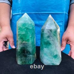 2 pieces 4.31LB Natural fluorite obelisk quartz crystal reiki healing 2722