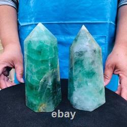2 pieces 4.31LB Natural fluorite obelisk quartz crystal reiki healing 2722