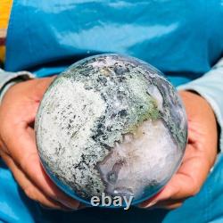 2 pieces 4.35LB Natural Water Grass Agate Ball Quartz Crystal Specimen 2106