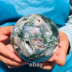 2 pieces 4.35LB Natural Water Grass Agate Ball Quartz Crystal Specimen 2106