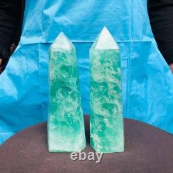2 pieces 4.4LB Natural fluorite obelisk quartz crystal reiki healing 2710