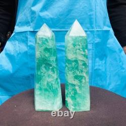 2 pieces 4.4LB Natural fluorite obelisk quartz crystal reiki healing 2710
