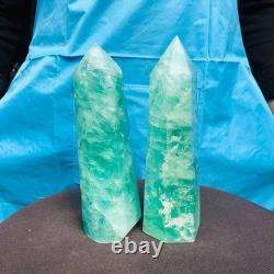 2 pieces 4.4LB Natural fluorite obelisk quartz crystal reiki healing 2710