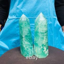 2 pieces 4.4LB Natural fluorite obelisk quartz crystal reiki healing 2710
