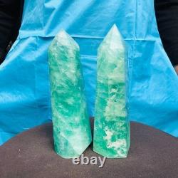 2 pieces 4.4LB Natural fluorite obelisk quartz crystal reiki healing 2710