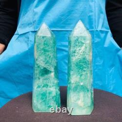 2 pieces 4.4LB Natural fluorite obelisk quartz crystal reiki healing 2710