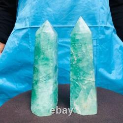2 pieces 4.4LB Natural fluorite obelisk quartz crystal reiki healing 2710