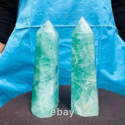 2 pieces 4.4LB Natural fluorite obelisk quartz crystal reiki healing 2710