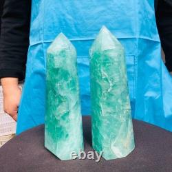 2 pieces 4.4LB Natural fluorite obelisk quartz crystal reiki healing 2710