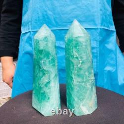 2 pieces 4.4LB Natural fluorite obelisk quartz crystal reiki healing 2710