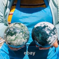 2 pieces 5.83LB Natural Water Grass Agate Ball Quartz Crystal Specimen 2088