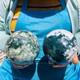 2 Pieces 5.83lb Natural Water Grass Agate Ball Quartz Crystal Specimen 2088