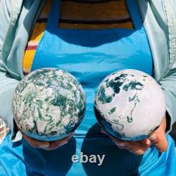 2 pieces 5.83LB Natural Water Grass Agate Ball Quartz Crystal Specimen 2088