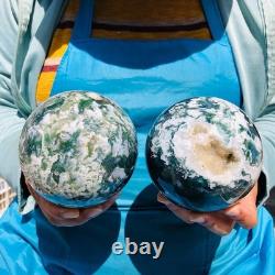2 pieces 5.83LB Natural Water Grass Agate Ball Quartz Crystal Specimen 2088