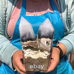 2 pieces 6.33LB Natural Volcanic agate multiple pointed pillars healing 2227