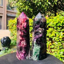 2 pieces 6.79LB Natural Fluorspar Quartz Crystal Obelisk Energy Column 1338
