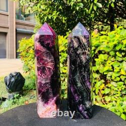 2 pieces 6.79LB Natural Fluorspar Quartz Crystal Obelisk Energy Column 1338