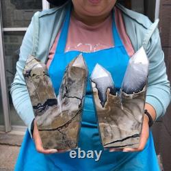 2 pieces 7.34LB Natural Volcanic agate column multiple pointed crystal 2220