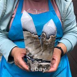 2 pieces 7.34LB Natural Volcanic agate column multiple pointed crystal 2220