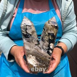 2 pieces 7.34LB Natural Volcanic agate column multiple pointed crystal 2220