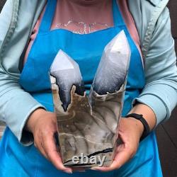 2 pieces 7.34LB Natural Volcanic agate column multiple pointed crystal 2220