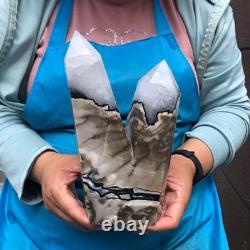 2 pieces 7.34LB Natural Volcanic agate column multiple pointed crystal 2220