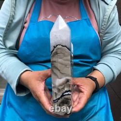 2 pieces 7.34LB Natural Volcanic agate column multiple pointed crystal 2220