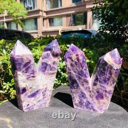 2piec4.59LB Natural dreamy amethyst quartz crystal multiple pointed columns 1162