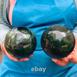 2piec 4.4LB Natural Beautiful Fluorite Energy Magic Ball Reiki Healing 892