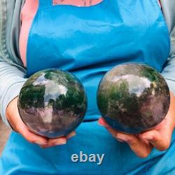 2piec 4.4LB Natural Beautiful Fluorite Energy Magic Ball Reiki Healing 892