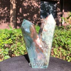 2piec 5.14LB Natural Ocean Jasper column multiple pointed quartz crystal 1180