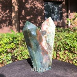 2piec 5.14LB Natural Ocean Jasper column multiple pointed quartz crystal 1180